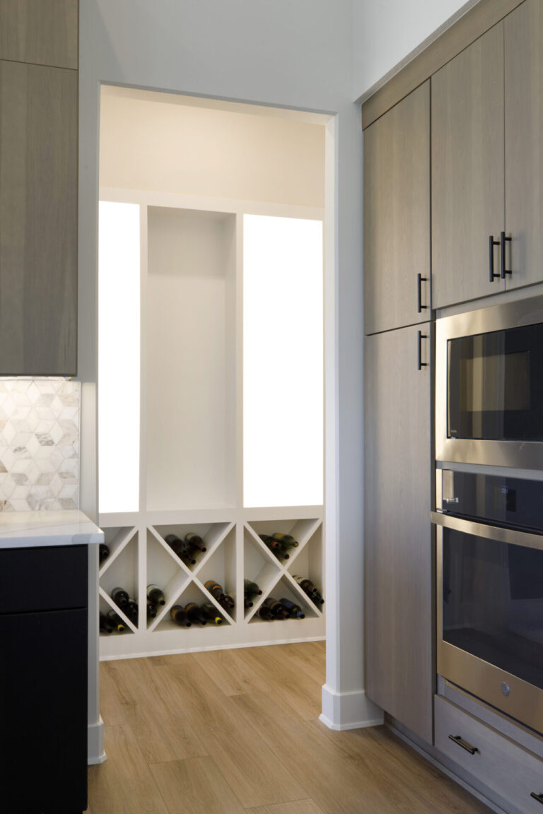 A wine rack in a custom home in Wichita