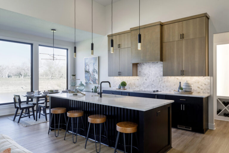 The kitchen in a Newport custom home