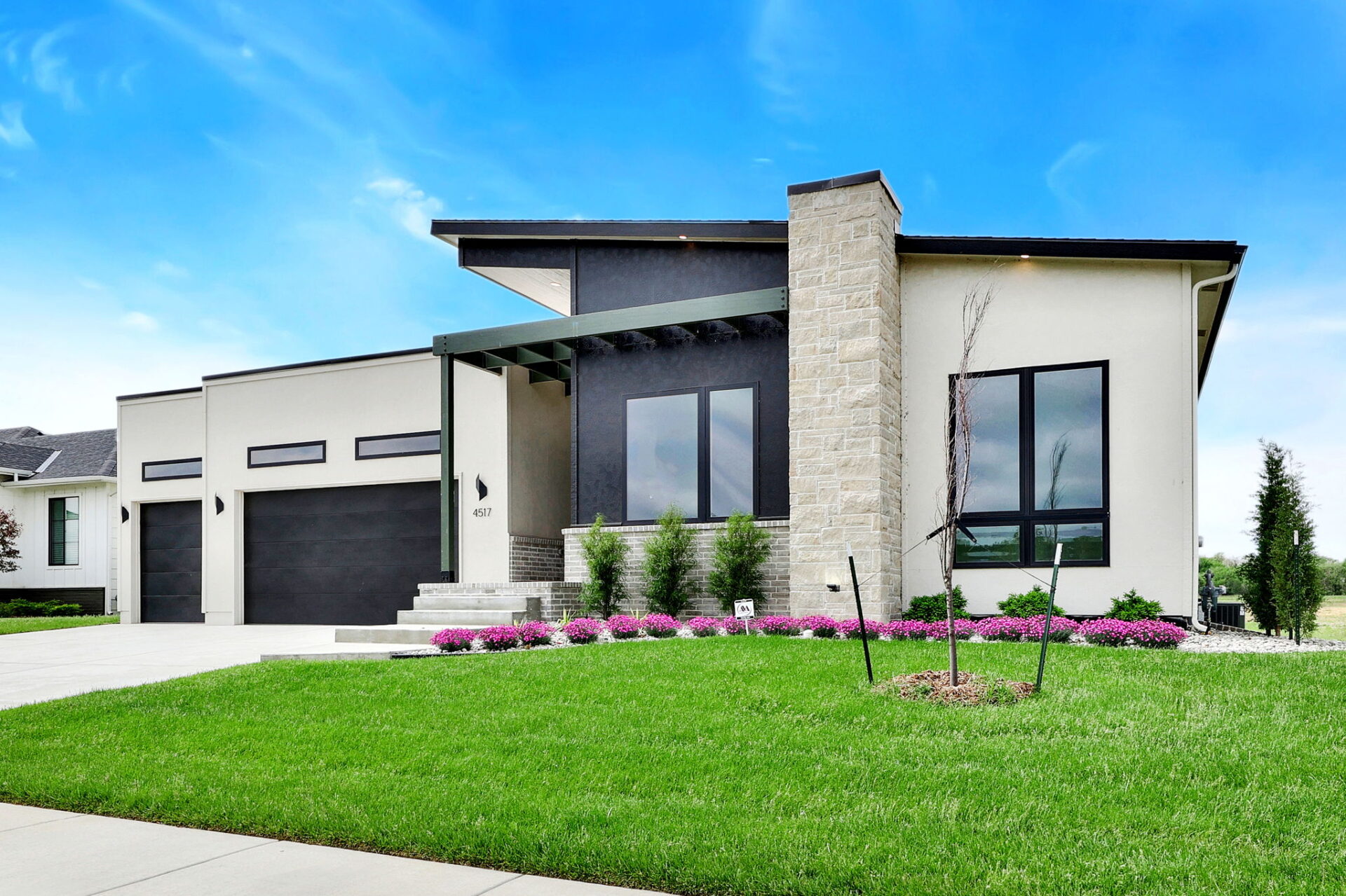 The gorgeous street view of a Seville custom home